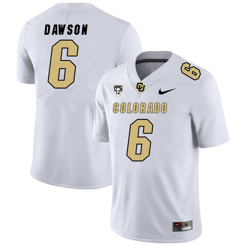 Men #6 Tar'Varish Dawson Colorado Buffaloes College Football Jerseys Stitched Sale-White
